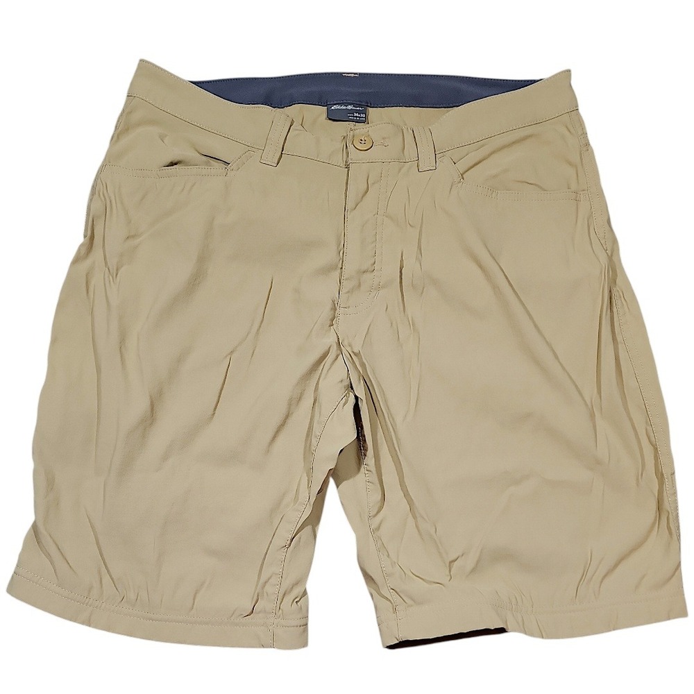 Eddie Bauer Hiking Shorts 34 x10 Men 20" Tan Nylon‎ Stretch Tech Performance